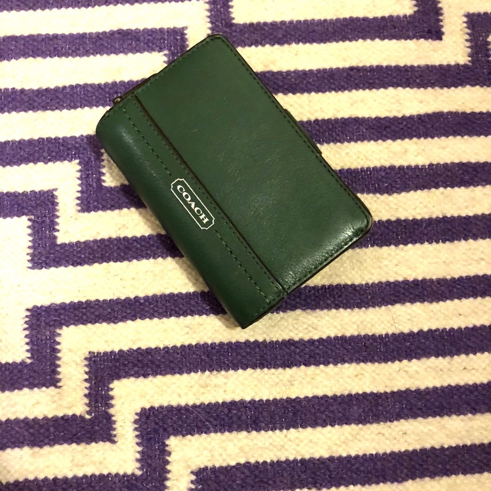 Coach green leather wallet